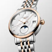 LONGINES 浪琴 Elegant Collection 優雅系列 18K玫瑰金 珍珠貝鑽石月相石英女錶-30mm L4.330.5.87.7