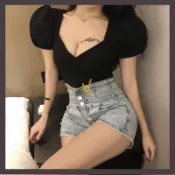 大尺碼上衣 露胸上衣 爆乳上衣 深v 上衣 性感上衣 辣妹上衣 v領上衣 緊身上衣 辣妹洋裝 泡泡袖上衣 短 Zland