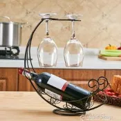酒架海盜船紅酒架現代簡約酒杯架 歐式創意鐵藝葡萄酒架加粗-【可開發票 玫瑰女孩】