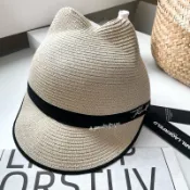 現貨🤖Karl Lagerfeld 卡爾 貓🐱耳 草編帽