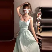 海灘裙🌊海邊洋裝 海島洋裝 渡假風洋裝 沙灘裝 露背連衣裙 仙女洋裝 法式絕美吊帶連衣裙子女夏季小個子海邊度假氣質仙女