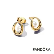 【Pandora官方直營】自然橢圓流線淡水珍珠耳環