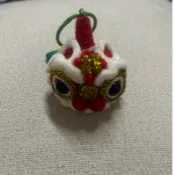 紅色黃色手工設計舞龍舞獅吊飾