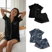 (店+)法式優雅 Karl Lagerfeld 女款 睡衣褲組 經典開領 卡爾 老佛爺 親膚 質感 居家@1869
