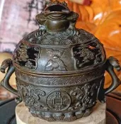 正紫銅 老紫銅淨香爐珍藏品 三腳蟾蜍 招財進寶銅錢雕 招財金蟾 三腳金蟾 蟾蜍 絕美工藝厚實銅爐