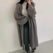 (店+)【D.studio】韓版寬鬆長版外套 毛衣 針織上衣 冬天女裝 衣服 保暖外套 保暖上衣 冬天外套 長袖上衣 大衣【J291】