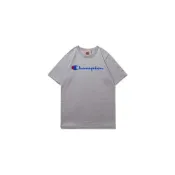 (店+)【Champion】Champion 冠軍草寫印花logo合身舒適休閒T恤 美版 男女同款 淺灰色