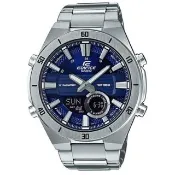 【CASIO 卡西歐】EF 雙顯男錶 不鏽鋼錶帶 藍色錶面 防水100米 十年電力(ERA-110D-2A)
