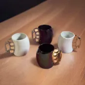 創意陶瓷杯防爆指虎馬克杯拳頭拳擊杯純色曲身不規則耐高溫咖啡杯House