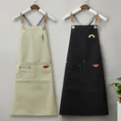 摩可美家 圍裙定制logo印字帆布家用廚房漂亮女士美甲畫畫上班工作服男訂做 免運開發票