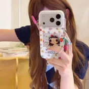 韓國 可愛 花朵 相框 小玉 適用iPhone17promax 手機殼 蘋果15pro 新款16 女 防摔 手鍊 保護套