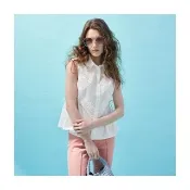 【Le Polka】雕花蕾絲綁帶襯衫-女