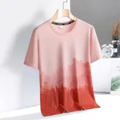 (店+)短袖上衣男夏天輕薄透氣冰絲涼感運動服大尺碼吸濕排汗彈性短版上衣休閒登山跑步工作寬版短袖寬鬆圓領吸汗速乾t恤籃球羽球棒球衣