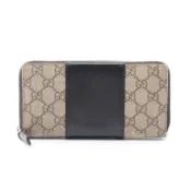 【DOKODEMO】【二手】Gucci GUCCI EDEN GG Supreme 圓形長皮夾 451249 米色/黑色皮革 女士圓形長錢包