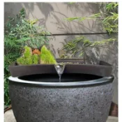 💯🌶驚喜 水缸造景擺件循環流水魚缸陶瓷流水器過濾增氧雙層養魚盆搭配茶臺 品質耐用珞檸