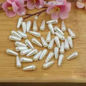 純白色水滴珠 水滴仿珍珠8×20 mm原住民配件材料