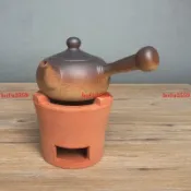 熱銷款~紅泥爐炭爐茶爐橄欖碳爐小火爐砂銚風爐仔煮茶壺燒炭酒精兩用 26/4