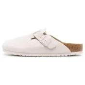 (店+)【BIRKENSTOCK 勃肯】1024740 Birkenstock Boston 圓頭簡約舒適半拖 橡膠底包頭拖鞋 男女同款 復古白 窄版