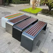 爆款熱銷 免運 不銹鋼公園椅戶外長椅防腐塑木長條凳鐵藝座椅小區園林休閑凳子