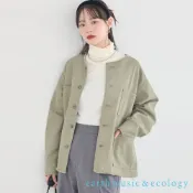 earth music&ecology 不收邊抽鬚無領口袋棉質夾克外套(01001211600)