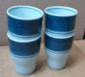 台灣早期聞香杯 藍綠色漸層陶瓷聞香杯 茶杯 50 ml-4 杯合售