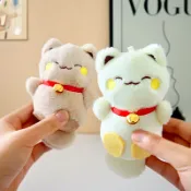 Fanxing批發 可愛鈴鐺小貓喵玩偶毛絨鑰匙扣情侶包包掛飾吊飾抓娃娃機公仔禮物