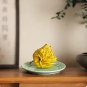 ✨優選好物✨佛手柑托盤陶瓷家用中式佛手果圓形水培器皿專用佛手擺放盤供盤