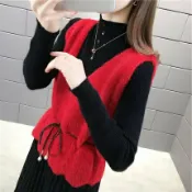全球選品1館 生活百貨 新款毛衣裙子仿貂絨馬甲兩件套裝女秋冬中長款收腰顯瘦針織連身裙