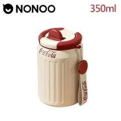 【良興購物網】NONOO 可口可樂 翻蓋扣拉杯 350ml 復古白