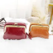 (店+)【KEDDY】珠扣零錢包-真皮零錢包-皮革零錢包-零錢包女-牛皮口金錢包-硬幣包--錢包女-頭層牛皮-收納包