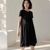 【LANNI 藍尼】現貨 顯瘦假兩件A字吊帶裙(女裝/洋裝/連身裙/連衣裙/休閒/日系/通勤)