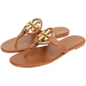 TORY BURCH MILLER SOFT 雙T雕塑牛皮夾腳拖鞋(棕色)