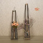 協貿國際日用品生活3館 壁掛式 花器 掛件 花架 藤編花道 紫竹 竹編 日式 插花 復古花器