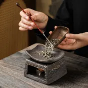 陶瓷烤茶爐家用小型茶葉提香器茶道醒茶器烘茶炒茶器可用蠟燭炭燒