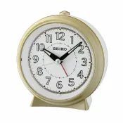 大高雄鐘錶城 seiko SK037 精工鐘 (QHE160W) 小型居家式圓形小鬧鐘(金白色)/10.3*9.7*5 cm｜樂天領券現折★全館特惠中★指定刷卡回饋10%