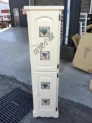 台中 ☆可愛小舖傢俱家飾精品☆歐式古典鄉村風全實木原木象牙白色磁磚瓷磚雙門高鞋櫃多功能置物收納櫃 隔間櫃 層架展示陳列櫃