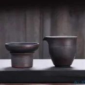 建水紫陶 公道杯 手工茶道 防燙 大容量 分茶器 紫砂茶濾 茶漏斗 跳刀茶海 茶席必備