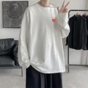 【台灣熱銷】M-8XL 日式上衣 長袖T恤 圓領 薄長袖 情侶裝 落肩T恤 寬版 圖案 特色上衣 大尺碼
