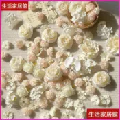 台灣出貨🔥白色系仿真花朵混搭diy手工材料包花頭手作簪花頭飾花環髮簪裝飾 絨布花 居家裝飾 乾燥花 人造花 永生花 假花