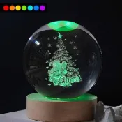 【A-ONE 匯旺】七彩臥室燈 聖誕節 水晶球燈 檯燈 床頭燈 聖誕禮物 暖光 雷射雕刻 小夜燈