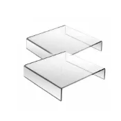 (店+)【美的空間】21x21x6cmㄇ型2入組透明壓克力商品展示架(賣場展示架/增高架/分層架)