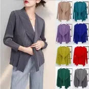 【巴黎精品】多款三宅風皺褶衣服外套裝寬鬆褶皺上衣罩衫背心長裙摺衣折衣開衫夾克(壓褶上衣n2b7 B)