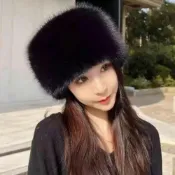 (店+)毛帽加絨新款韓版秋冬仿狐貍毛皮冬季加厚保暖帽子女款護耳平頂仙女帽韓國遮耳高級美保暖帽毛絨帽秋冬保暖防寒男女可戴顯臉小帽子