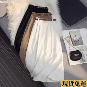 【台灣出貨】 垂感高腰大裙擺過膝半身裙女 2025夏季新款顯瘦a字黑色中長款裙子 A字裙 中長款半身裙 A字西裝半身裙
