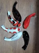 石灣陶瓷招財風水錦鯉純色金魚擺件流水假山魚池噴泉配飾牆壁掛飾
