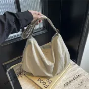 台灣出貨🎀新款簡約大容量百搭休閒通懃單肩尼龍托特包少女洋氣餃子包大包