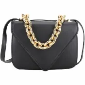 【BOTTEGA VENETA 寶緹嘉】BV Mount 小牛皮鍊帶手提 肩斜背信封包-黑色