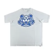 【KENZO】KENZO標籤LOGO立體虎頭設計純棉短袖T恤(男款/淺灰)