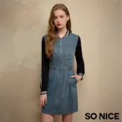 SO NICE【特惠】運動風拼接收腰牛仔洋裝｜都會時尚女裝【75544017】
