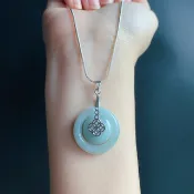 天然緬甸玉翡翠 飄花 子母扣 項鍊 禮物 jadeite 母親節禮物